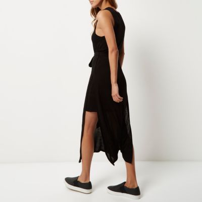 Black crepe belted tunic